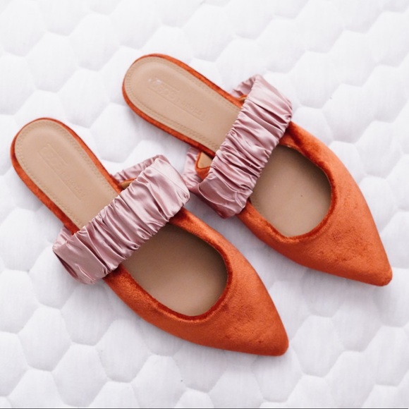 ASOS Shoes - ASOS DESIGN Lately pointed mules in rust velvet
